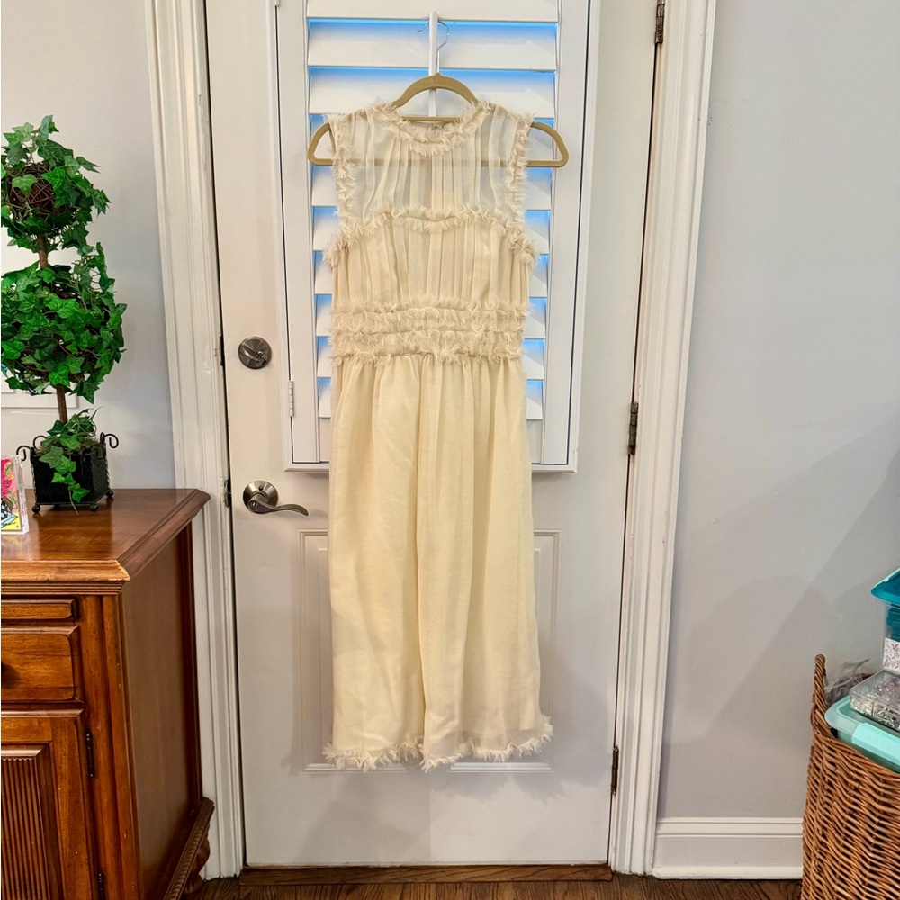 Ulla Johnson Aberdeen Sleeveless Wool Gauze Midi Dress In Alabaster Size 6